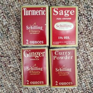 4 Vintage Spice Containers Metal